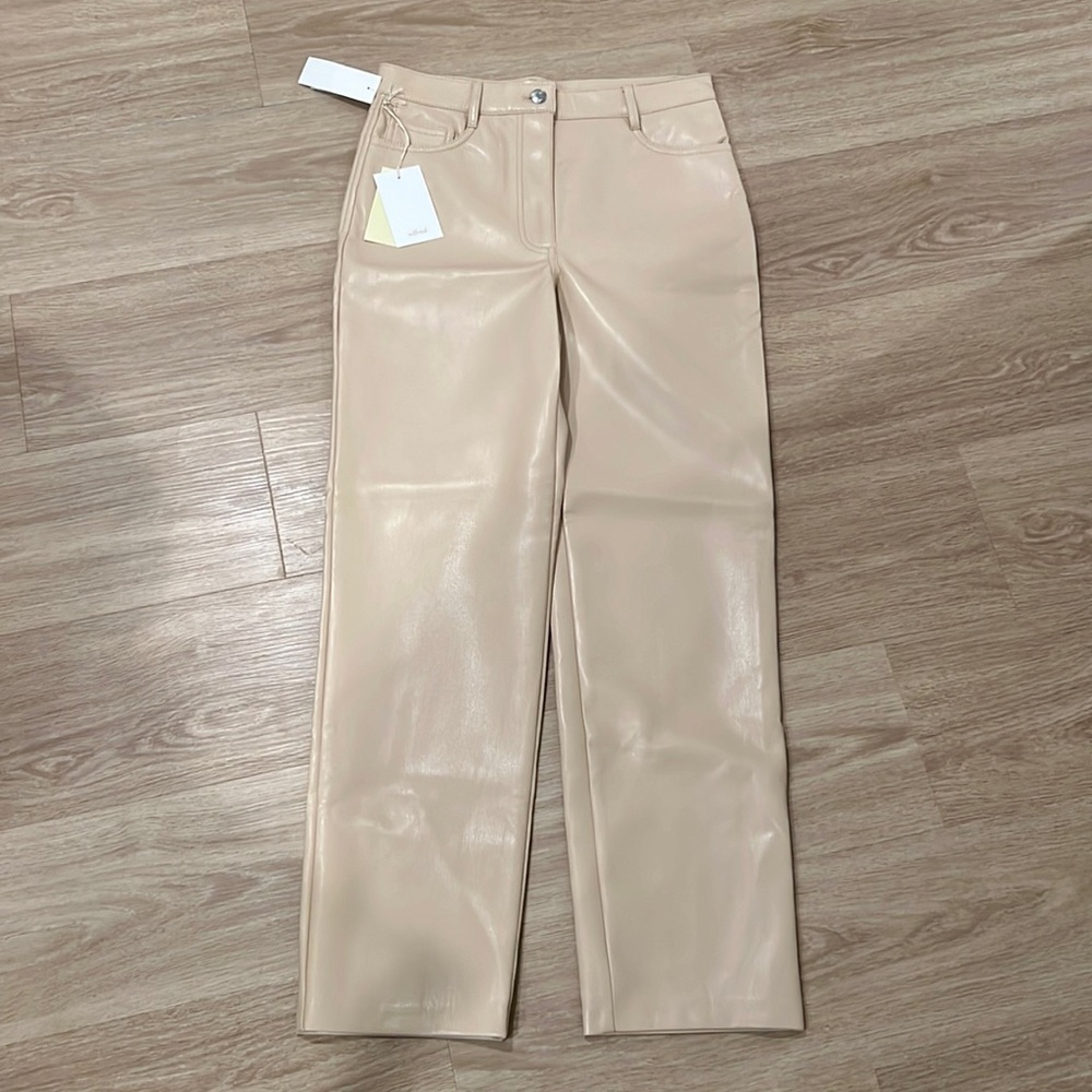 Aritzia wilfred vegan leather pants MELINA short size 6 in flax beige
